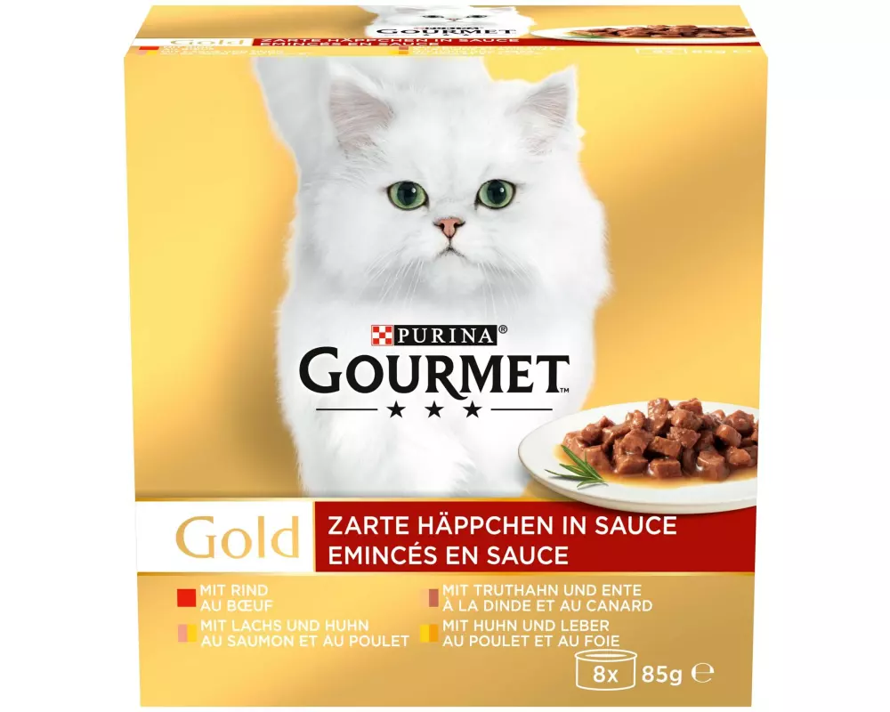 Purina Gourmet Nassfutter Gourmet Gold Häppchen in Sauce, 8 x 85 g