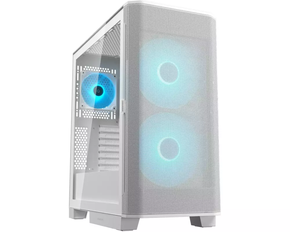 Cougar Airface Flo ARGB Midi-Tower, Weiss, ARGB, Glasfenster