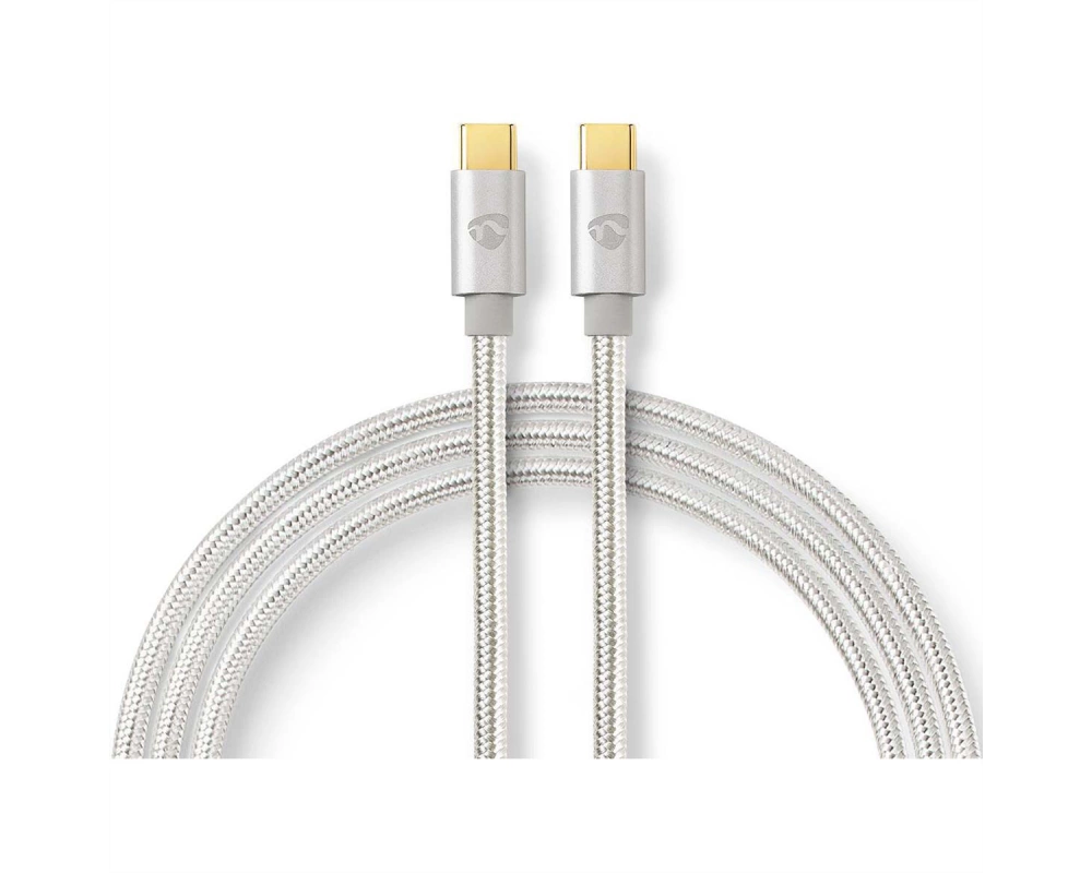 Nedis USB 2.0 Kabel, Typ C-C, ST/ST, 100W, silber, 1m
