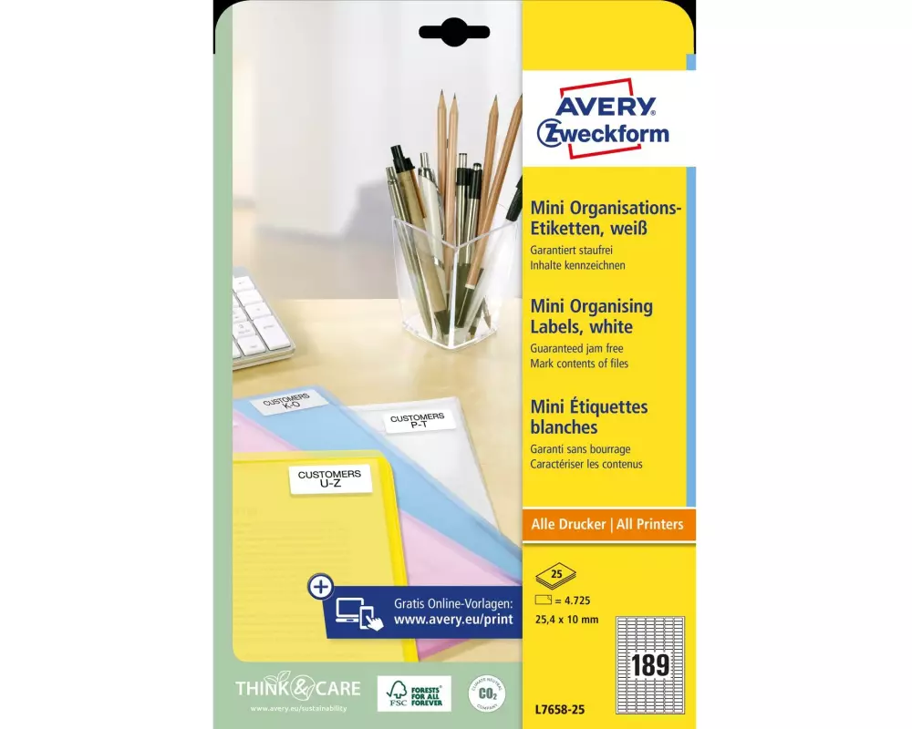 Avery Zweckform Mini-Etiketten L7658-25 25.4 x 10 mm
