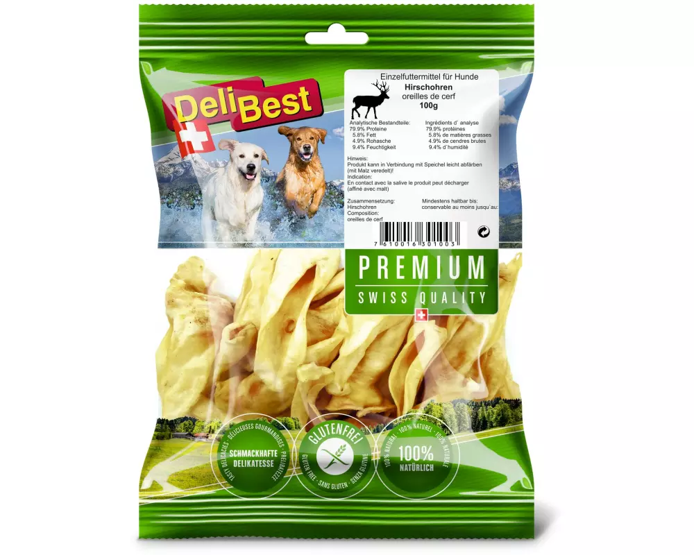 DeliBest Kausnack Premium Hirschohren, 100 g