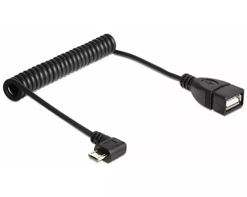 Delock USB-OTG-Spiralkabel Micro-USB B - USB-A 0.55 m