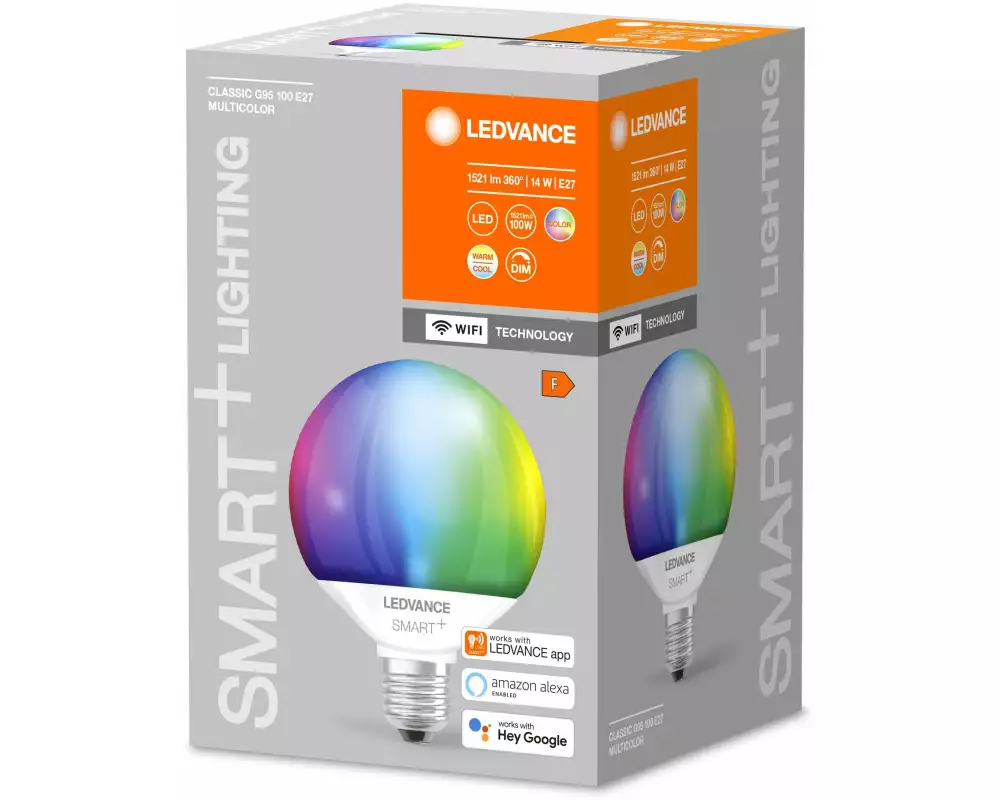 Ledvance Leuchtmittel SMART+ Classic Globe, E27, 14 W, RGBW