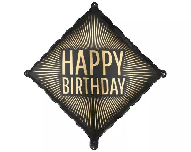Partydeco PartyDeco Folienballon Happy Birthday Schwarz/Gold