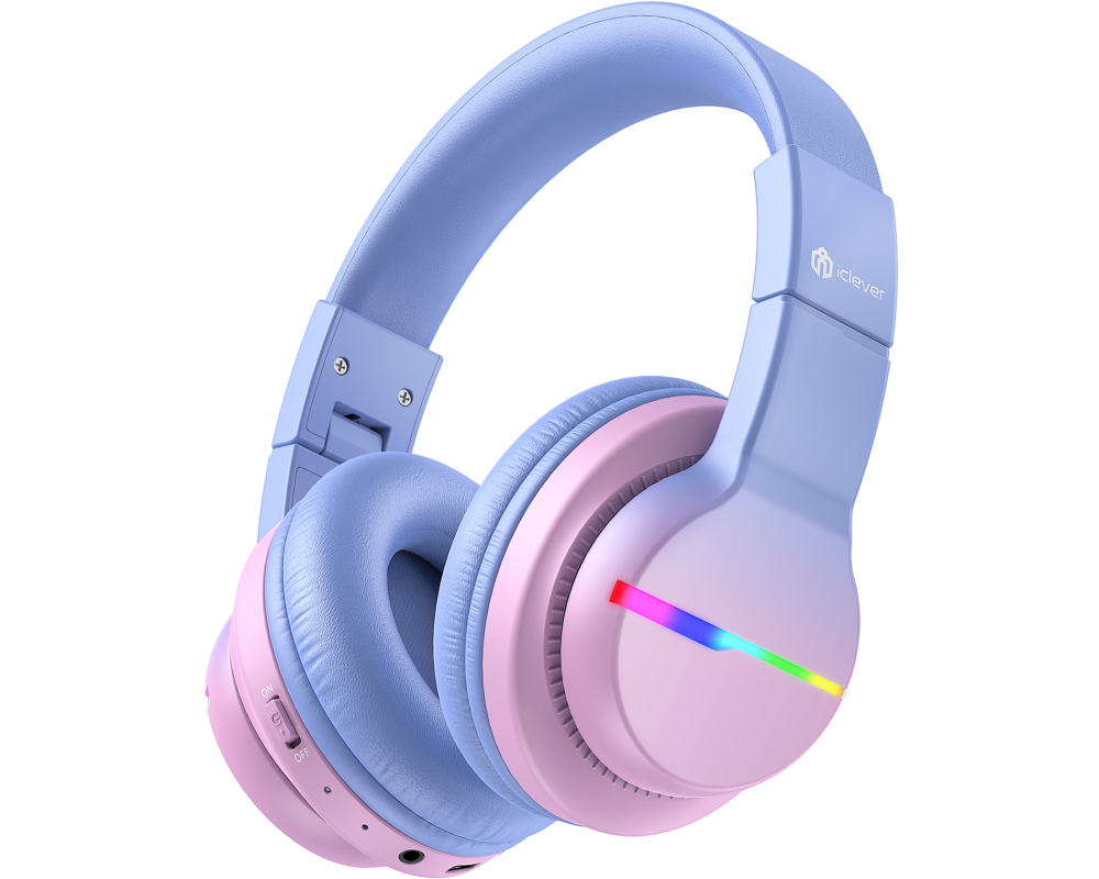 ICLEVER Headphones Kids BT LED C03-1702N-24 74/85/94 dB, 55h Gradient Pink