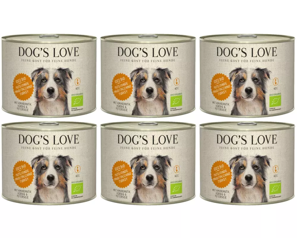 Dog's Love Nassfutter BIO Adult Truthahn, 6 x 200 g