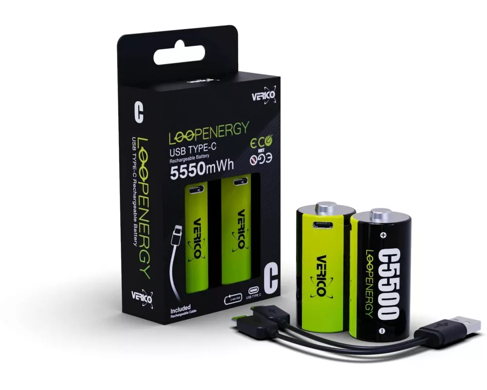 Verico Akku Li-Ion C mit USB-C 3700 mAh, 2 Stück