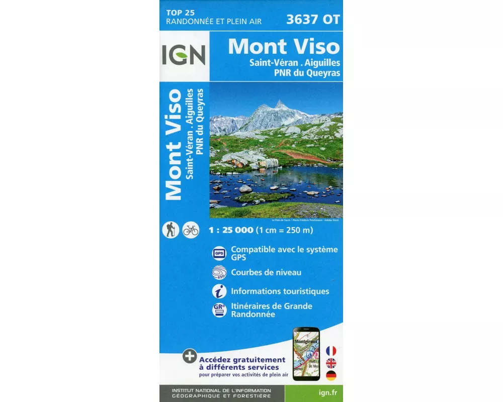 Mont Viso. Saint -Véran. Aiguilles. Parc National du Queryras 1:25000