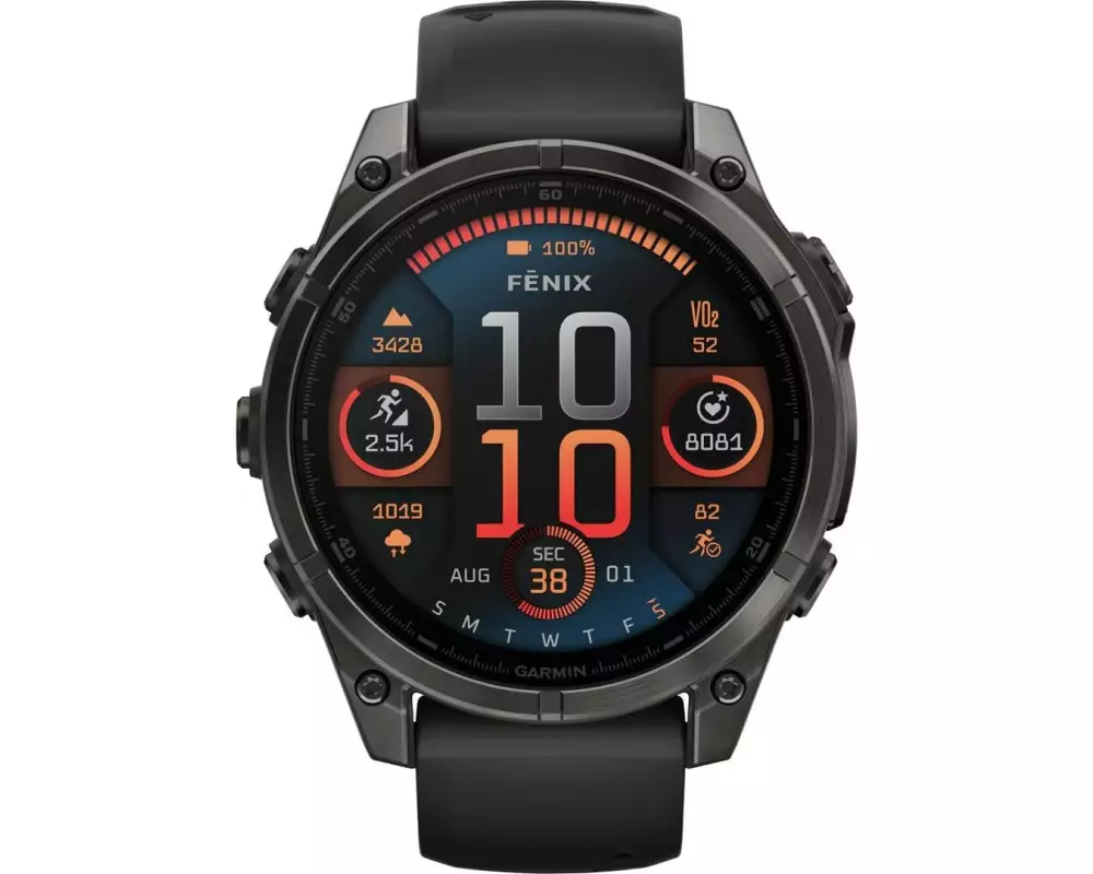 GARMIN Sportuhr Fenix 8 AMOLED Sapphire, 47 mm Schwarz/Titan