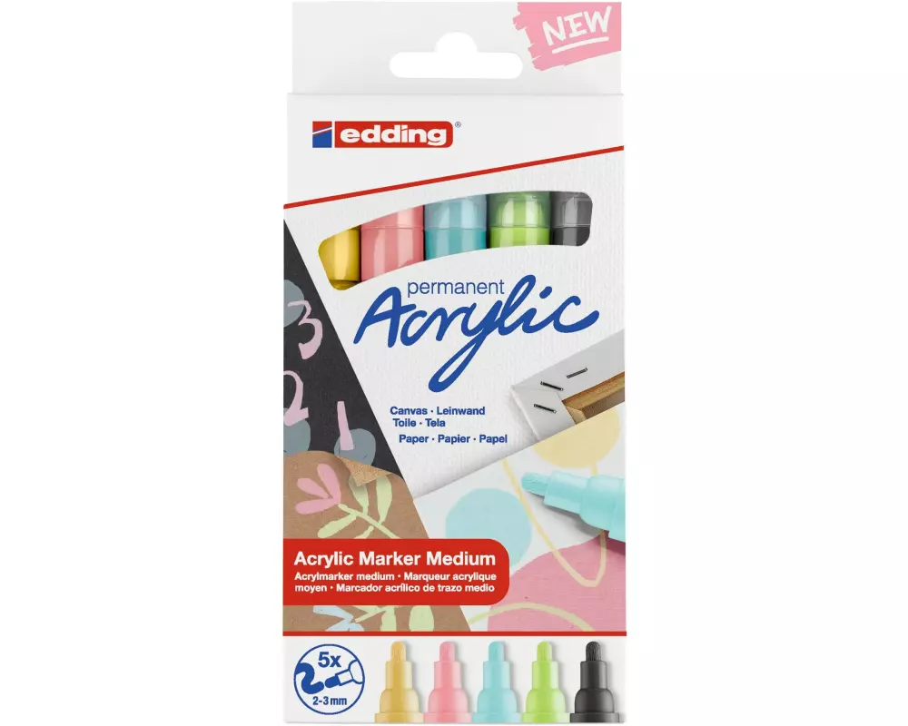edding Acrylmarker 5100 Pastell, 5 Stück