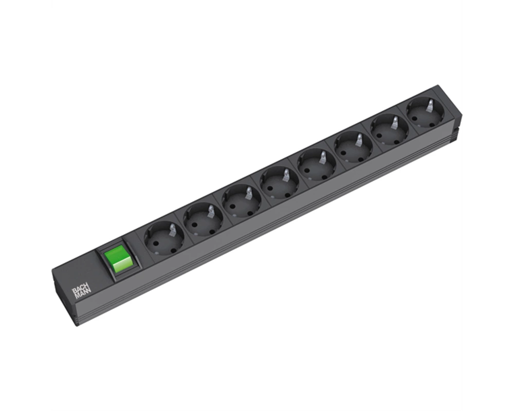 BACHMANN 19" Steckdosenleiste 8fach, mit Schalter, schwarz