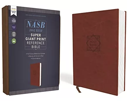 NASB, Super Giant Print Reference Bible (Font Size: 16.5-point), Leathersoft, Brown, Red Letter, 1995 Text, Comfort Print