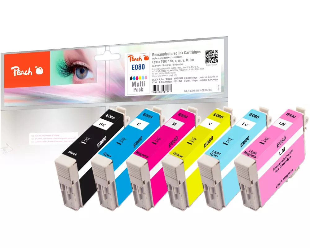 Peach Tinte Epson R360 Multi-Pack T0807 C, M, Y, BK
