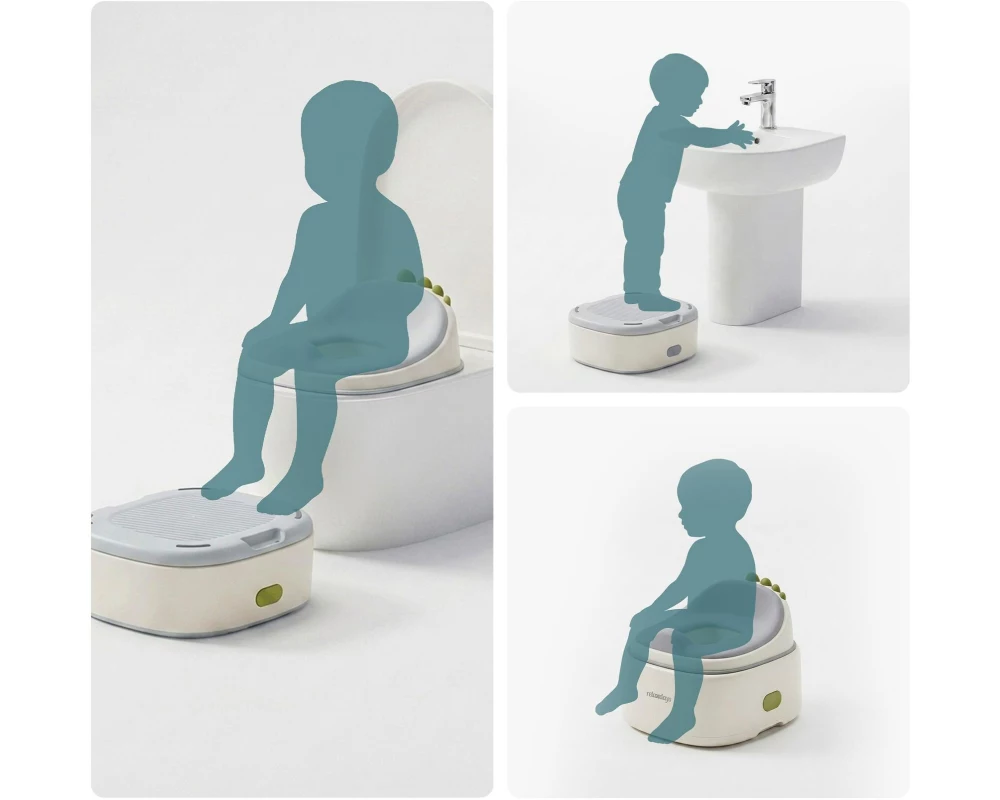 relaxdays Kindertoilette 4-in-1 Kunststoff Weiss Hellblau
