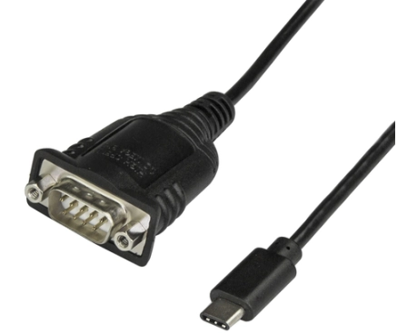 StarTech.com USB C to Serial Adapter Cable with COM Port Retention, 16" (40cm) USB Type-C to RS232 DB9 Converter Cable, Windows/Mac/Linux