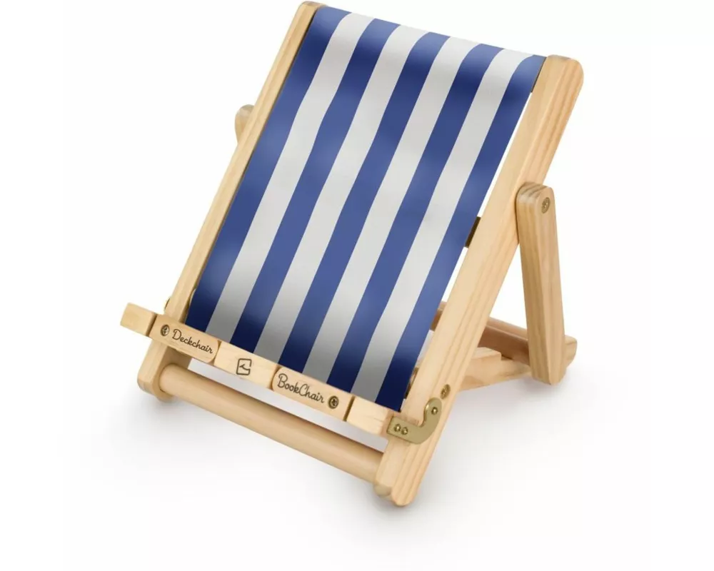 Bookchair (Medium) - Blau-Weiß - Buchständer aus Holz - Leseständer - Für Bücher, E-Reader und Tablets - Lesehilfe - Tablethalter - freihändig Lesen -