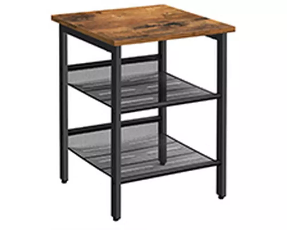 VASAGLE Beistelltisch mit 2 Gitterablagen 40 x 55 cm, Braun/Schwarz