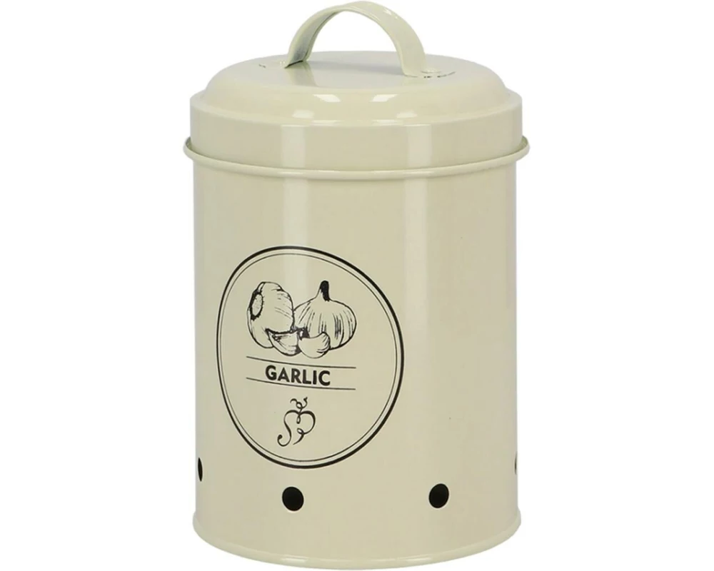 Esschert Design Knoblauchdose Vorratsdose Karbonstahl Creme 1.12 l
