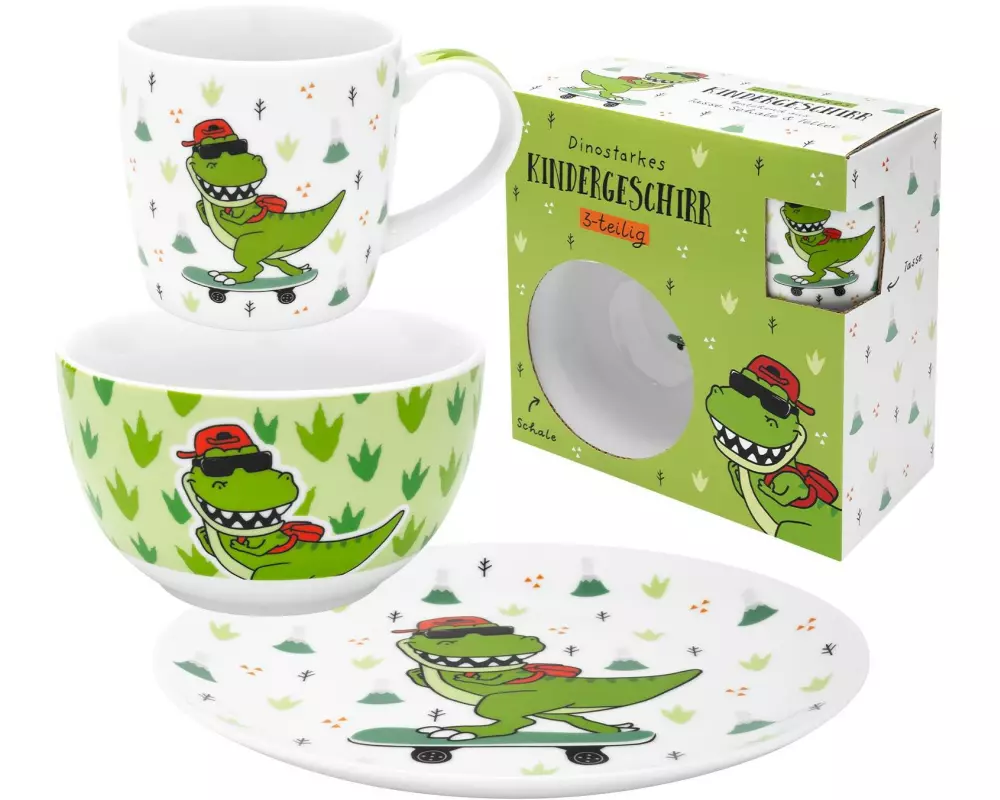 Sheepworld Kindergeschirrset Dinosaurier 3-teilig