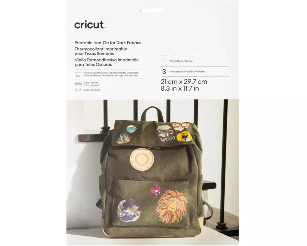 Cricut Aufbügelfolie Joy Xtra bedruckbar A4, 3 Bögen, Weiss