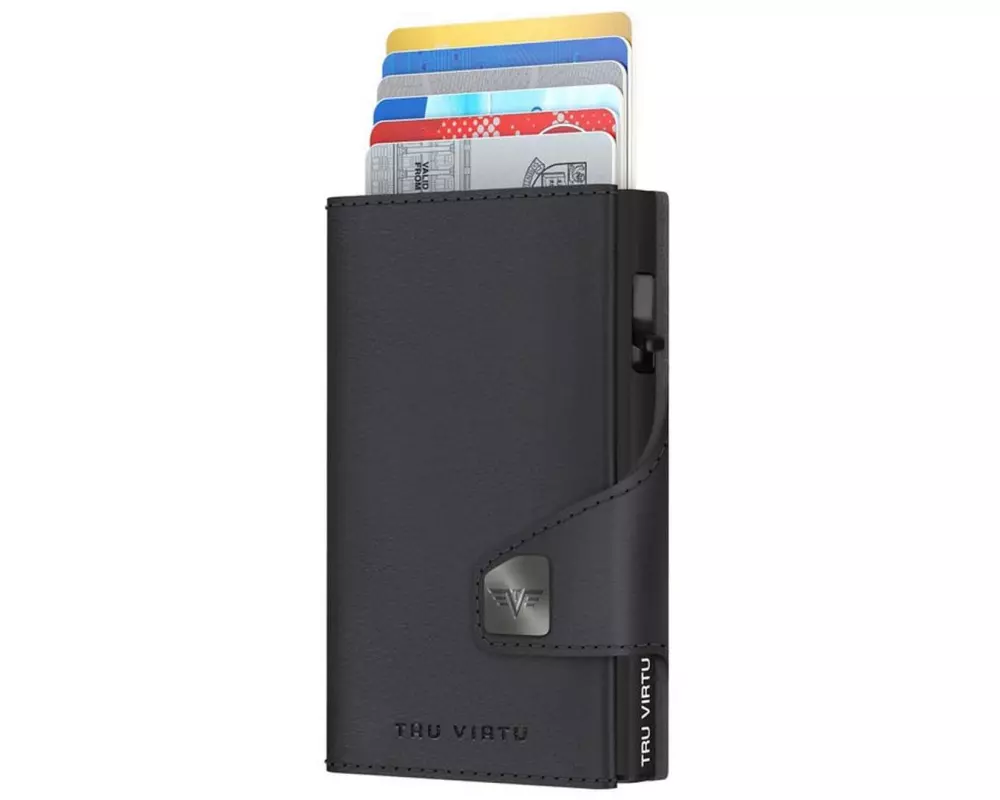 TRU VIRTU Portemonnaie Click & Slide Wallet vegan, Bio Apple Black