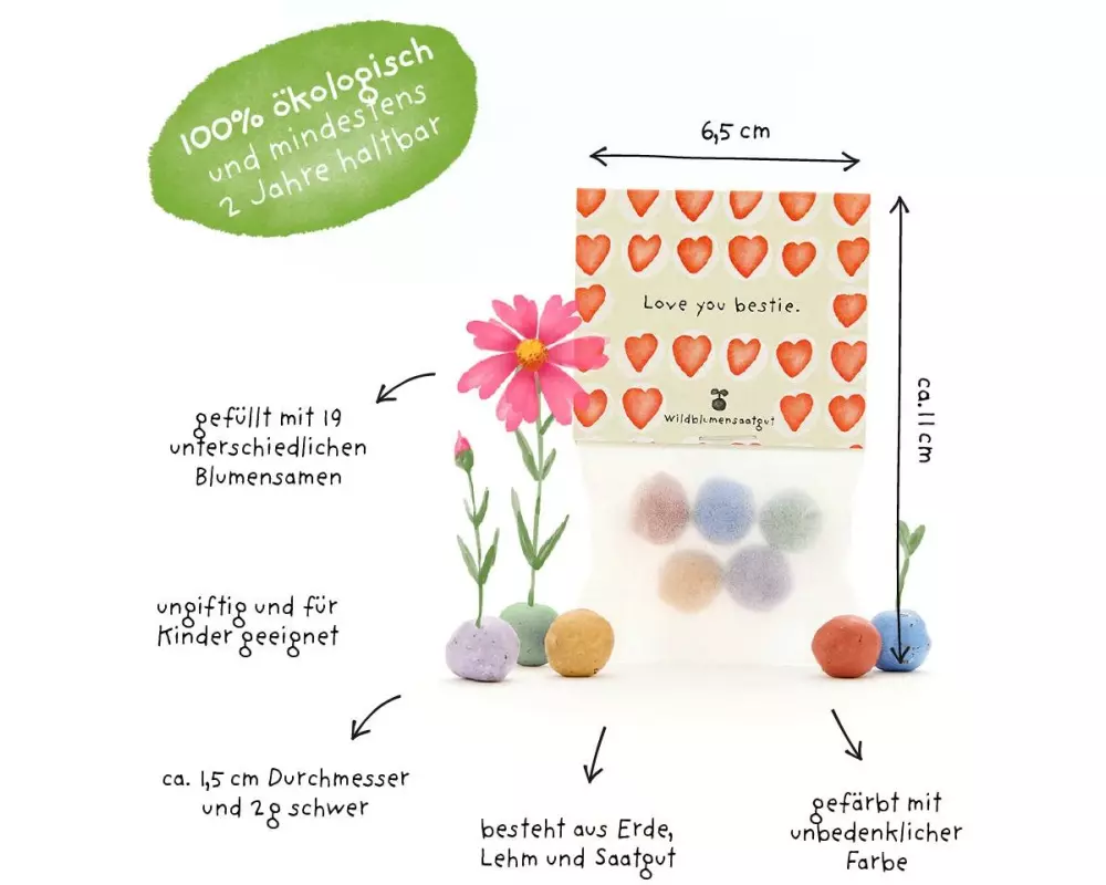 Die Stadtgärtner Blumenmurmeln «Love You Bestie»