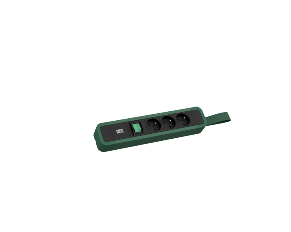 BACHMANN PRIMO 2 3xUTE 1xSchalter mit Schlaufe 2,0m CEE7/7 RAL6028