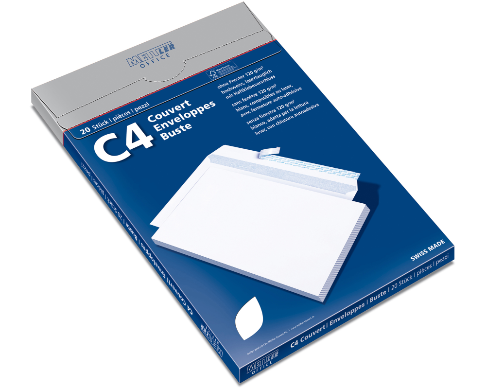 METTLER Couvert Fenster links C4 9065-120-S20 120g,hochweiss,Kleber 20 Stk.