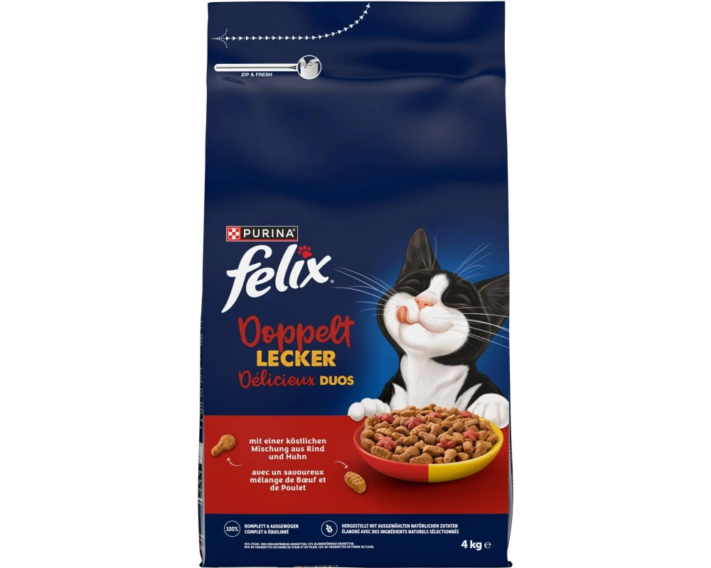 Felix Trockenfutter Doppelt Lecker Adult Fleisch 4 kg