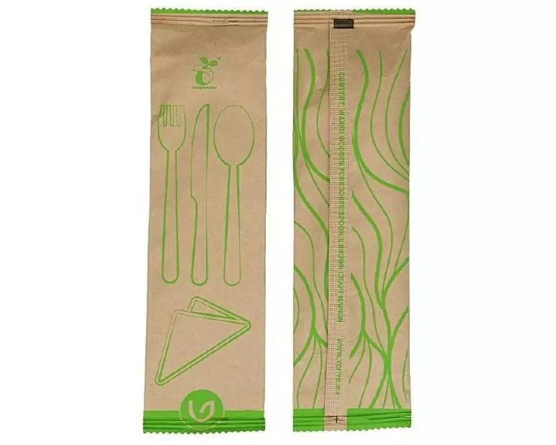 Verive Einweg-Besteckset 4-tlg. 100 Stück Braun