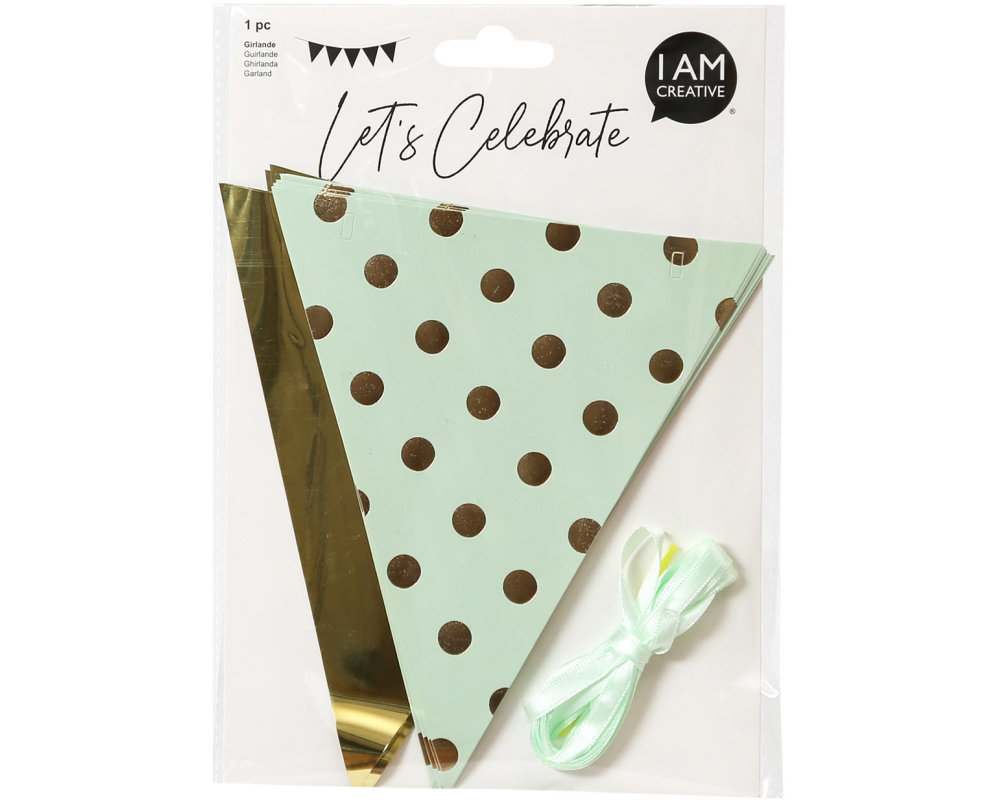 I AM CREATIVE Wimpelgirlande, 3.6m 6010.976 mint, gold