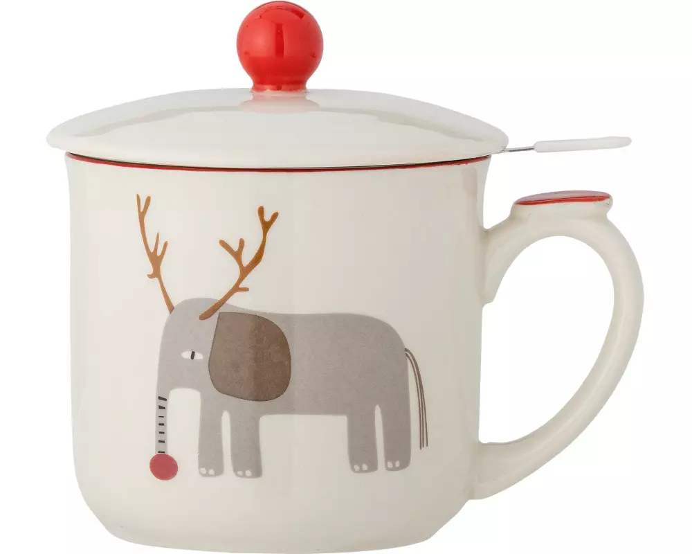 Bloomingville Tasse Valentin 300 ml, Rot/Weiss