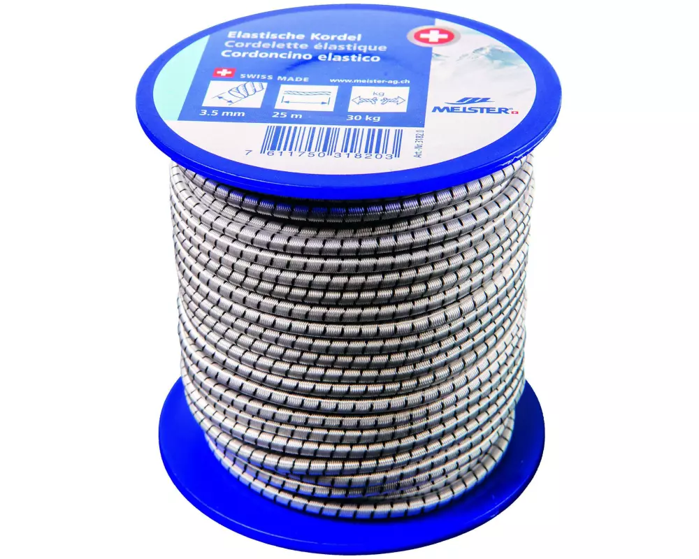 Meister Gummi-Spannseil Ø 3,5 mm, 25 m, 30 kg, Schwarzweiss