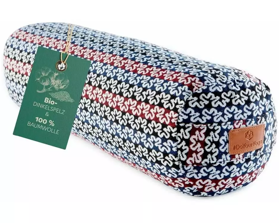 DoYourYoga Yoga-Bolster Tarik, Dinkelspelz, Mehrfarbig/Blau