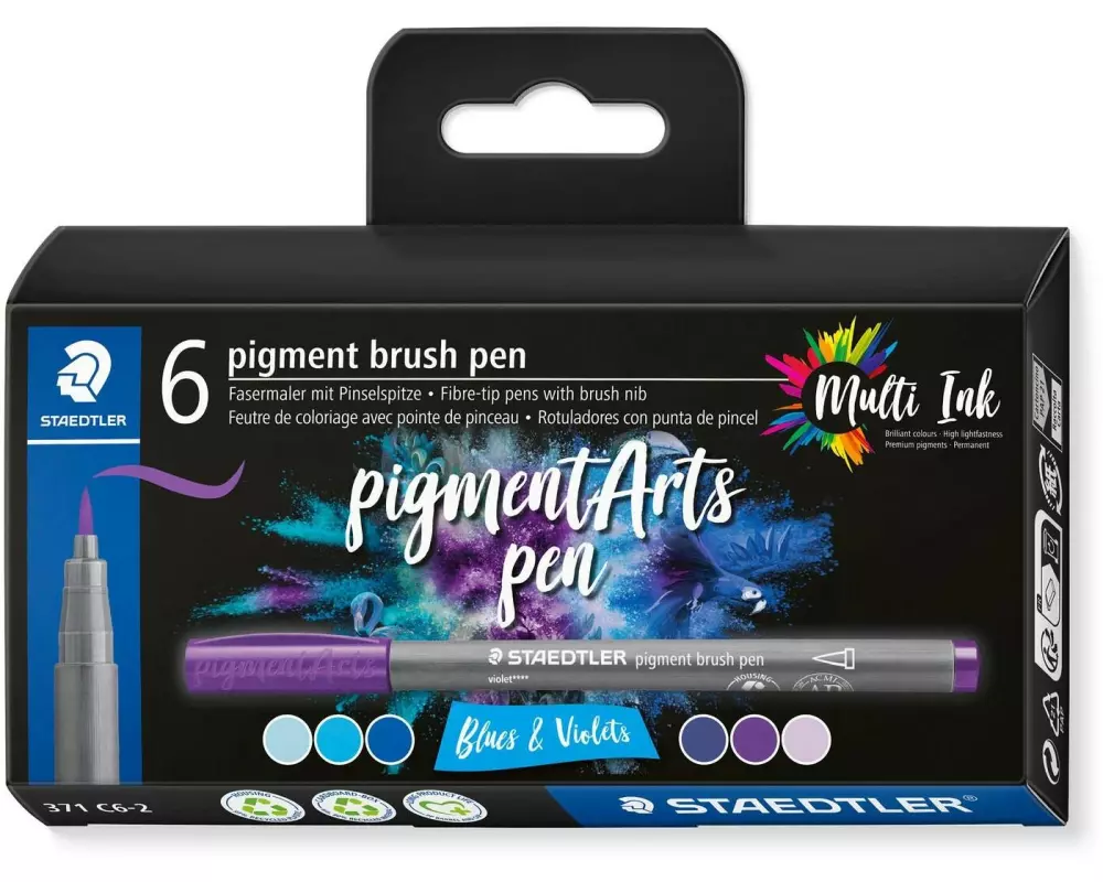 Staedtler Fasermaler Pigment Arts Brush Pen Blues & Violetts
