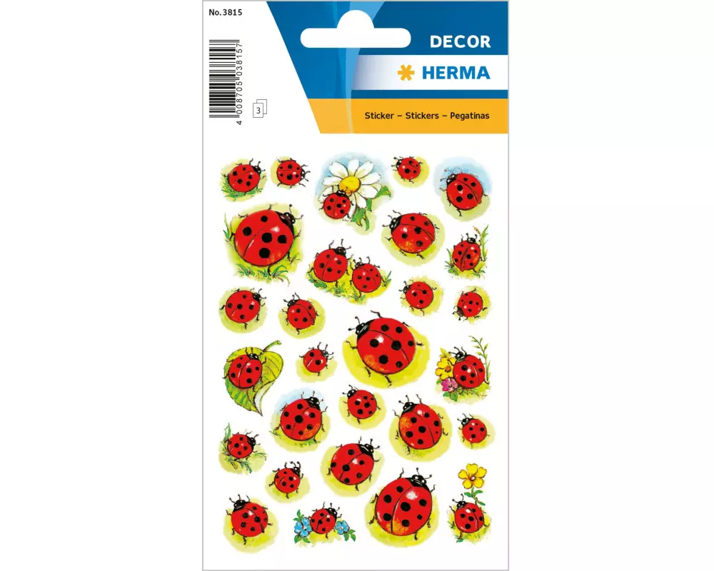 Herma Stickers Marienkäfer+Blume Papier Hochglanzoptik Permanent haftend
