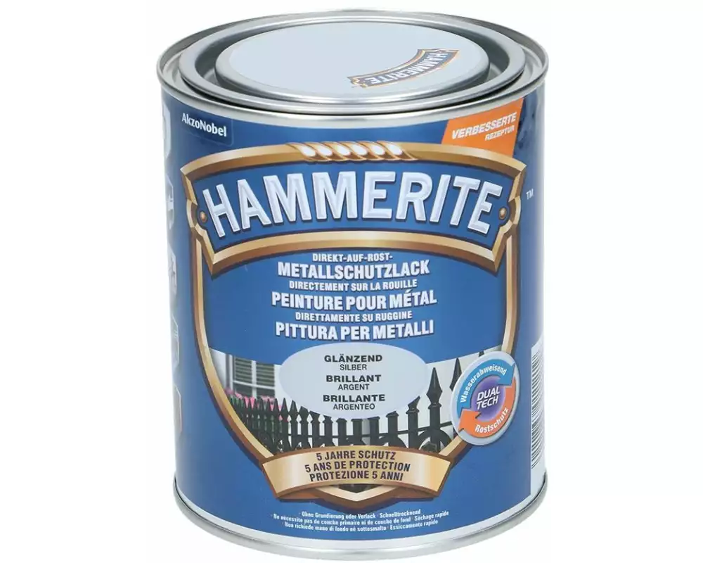 Hammerite Metall-Schutzlack HG Silber, 750 ml