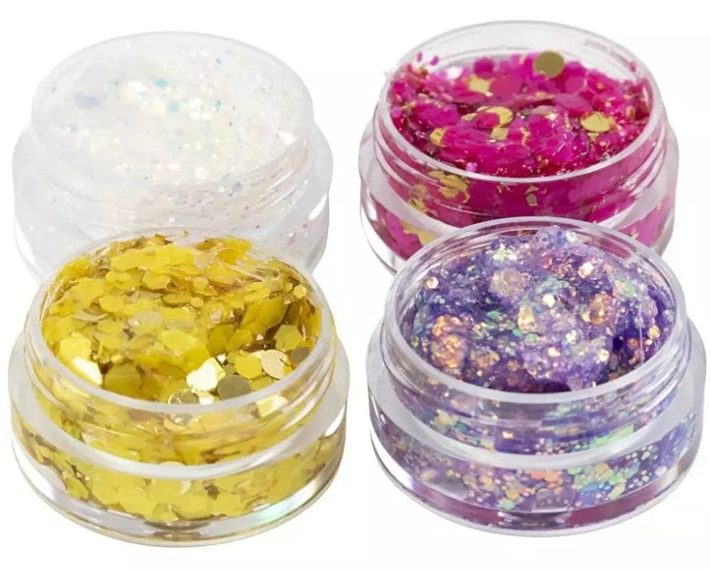 Creativ Company Modelliermasse Glitter Clay 4 x 5 ml, Mehrfarbig