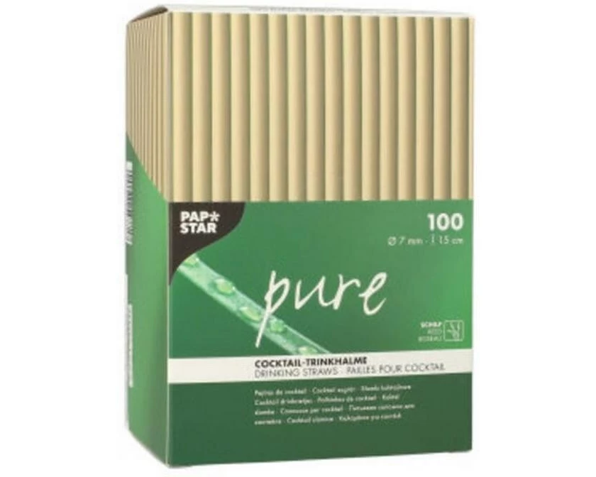 Papstar Strohhalm Schilf PURE 100 Stück, Braun
