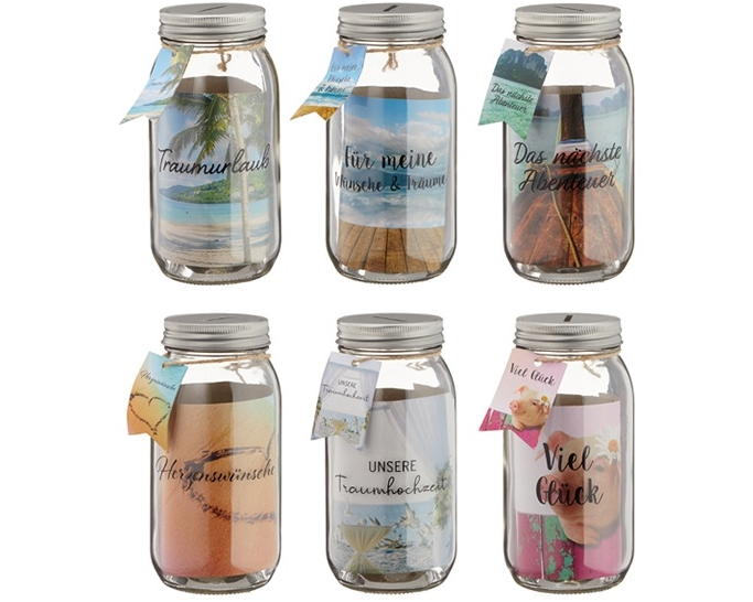 ROOST Spardose Einmachglas 10028755 7x17cm 6 ass.