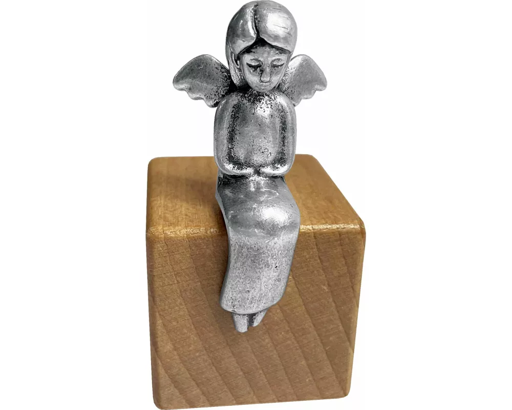 Engelfigur auf Holzwürfel - Dein Schutzengel ist bei dir