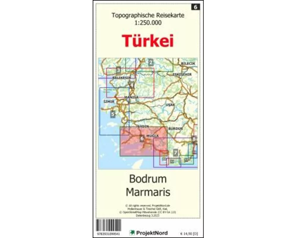 Bodrum - Marmaris - Topographische Reisekarte 1:250.000 Türkei (Blatt 6)