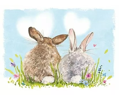 Postkarte. Zwei Hasen
