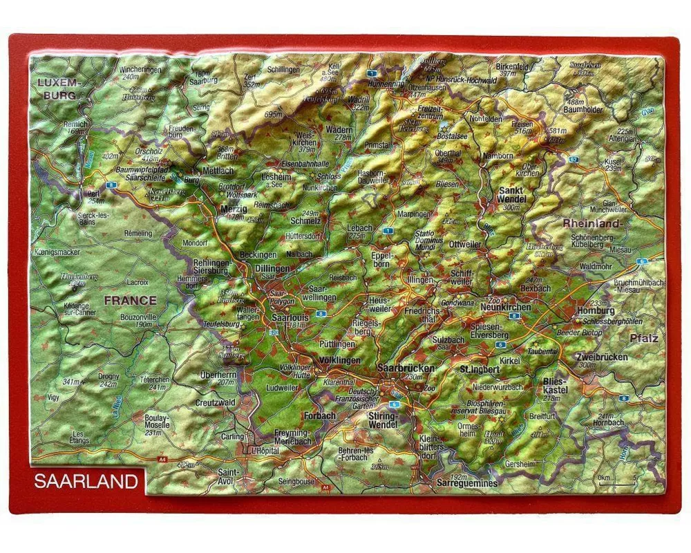 Reliefpostkarte Saarland