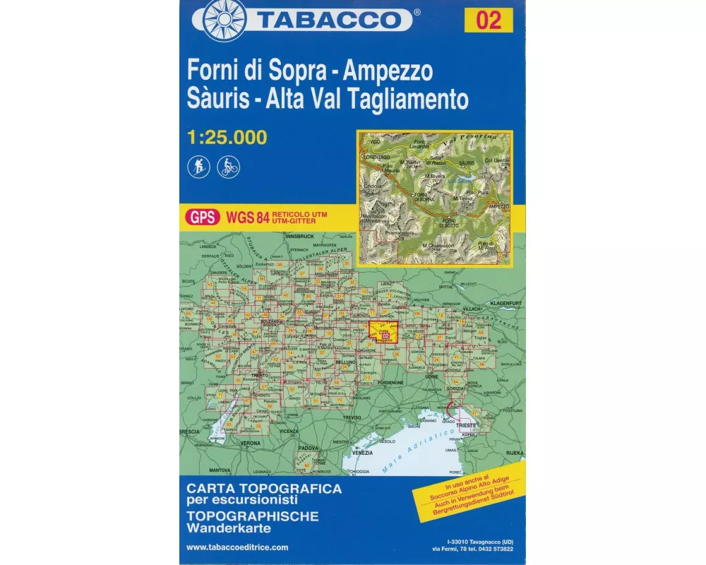 Tabacco Wandern Forni di Sopra - Ampezzo 1 : 25 000