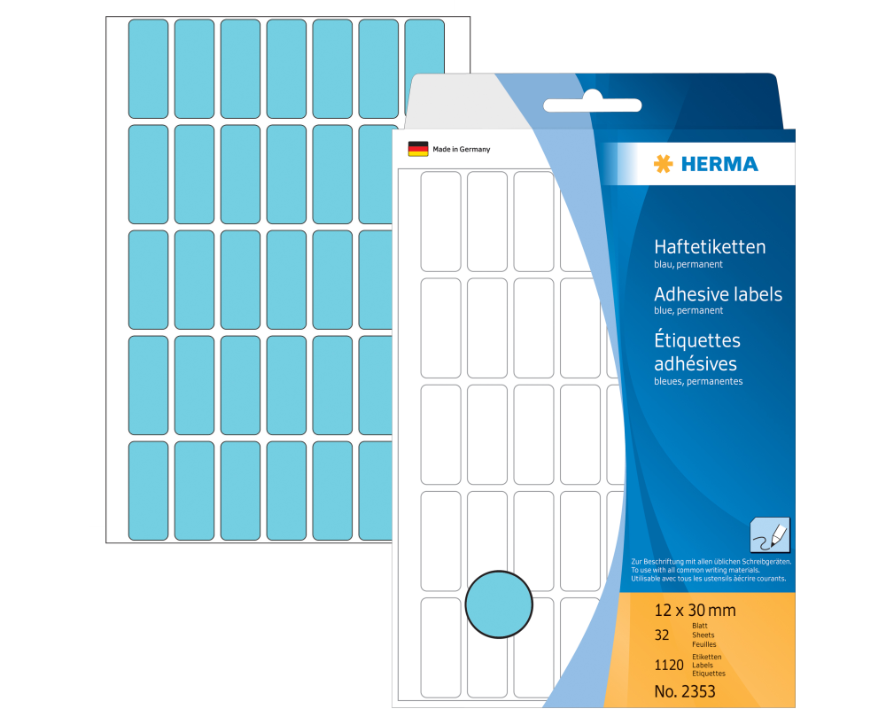 HERMA Etiketten 12×30mm 2353 blau 1120 Stück