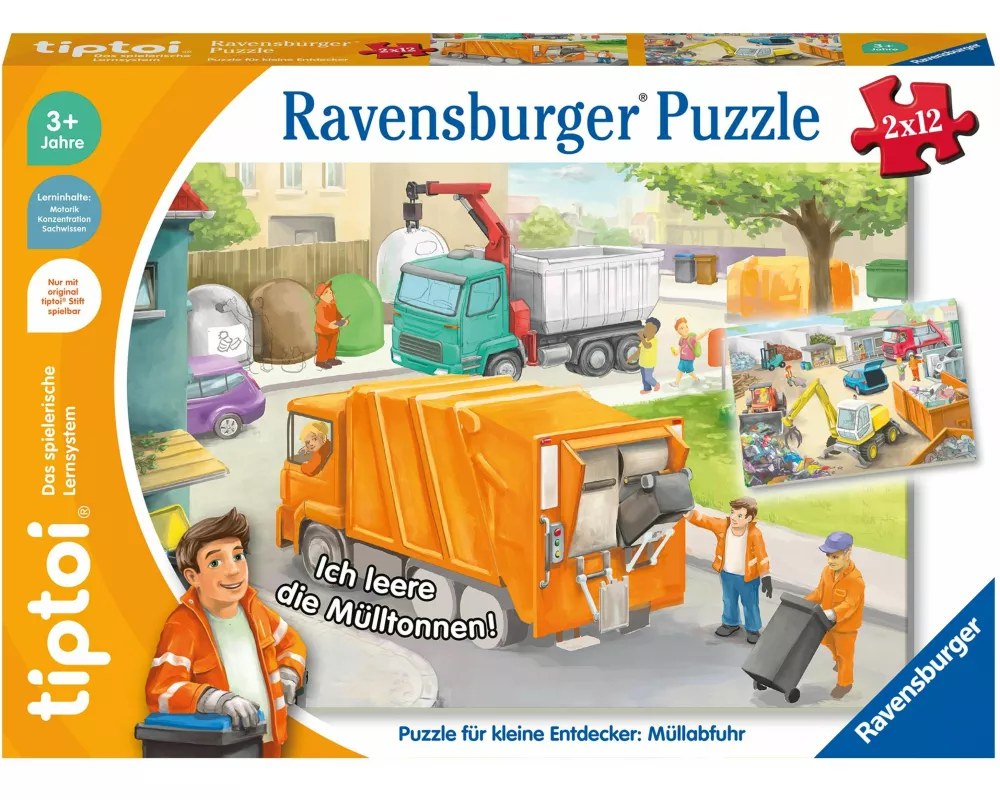 tiptoi Puzzle für kleine Entdecker: Müllabfuhr - 2x12 Teile