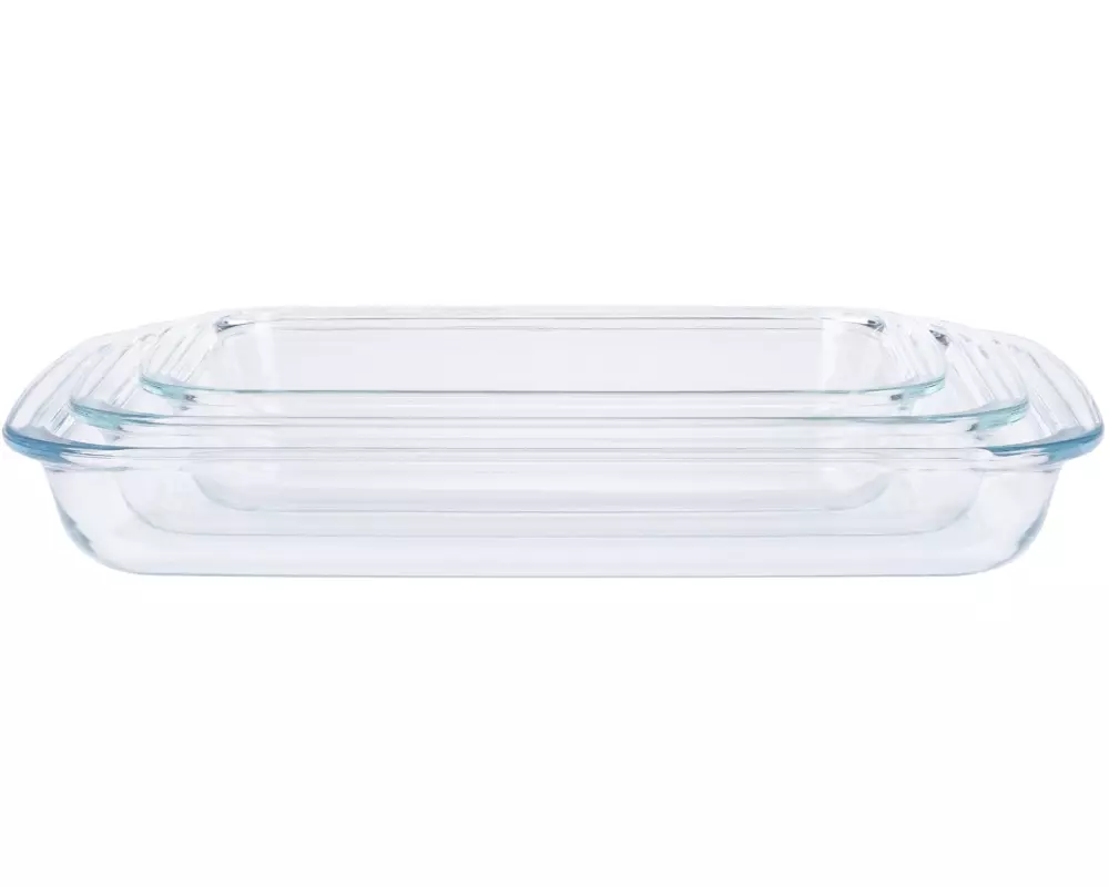 FURBER Auflaufform-Set Glas, 3 Stück, Eckig