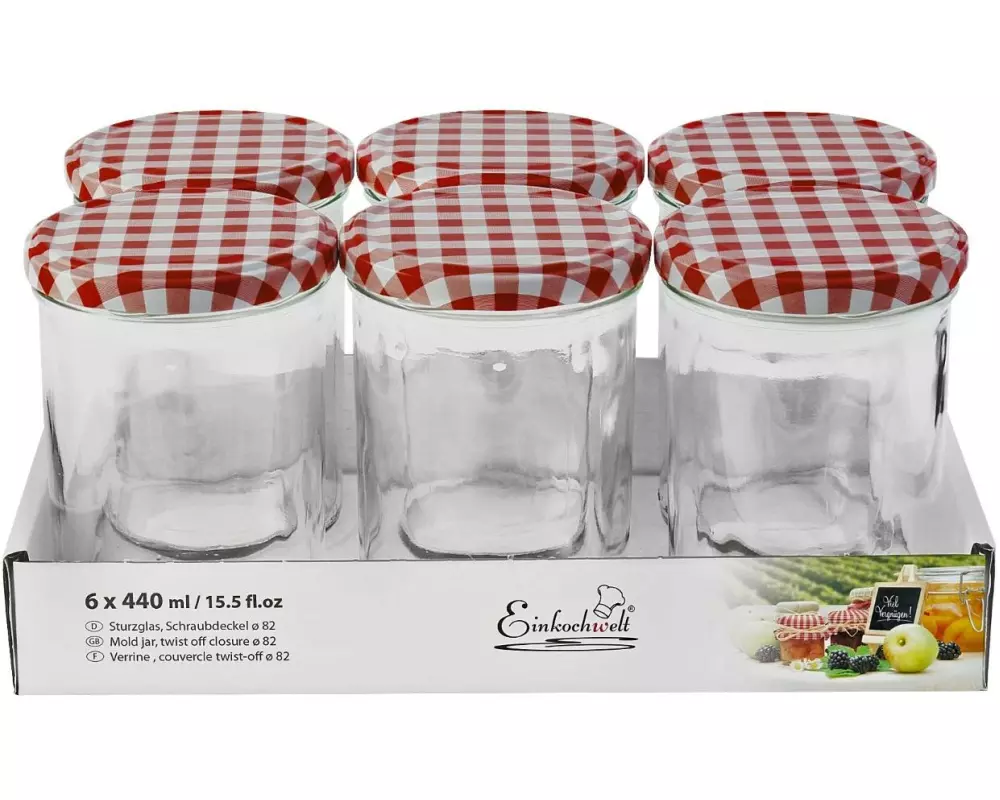 Einkochwelt Einmachglas 6 Stück, 440 ml, Ø 82 mm