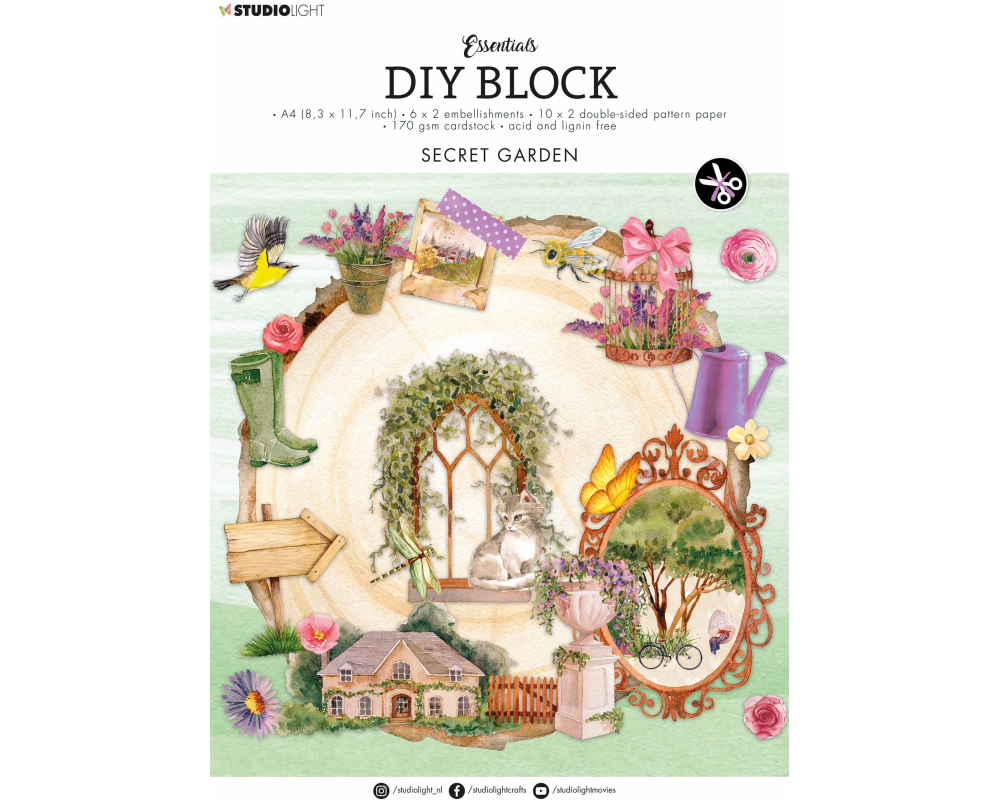 SIZZIX Designblock A4 DCB36 Secretegarden 32 Blatt